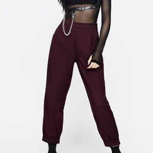 Disturbia Salvia Floral Embroidered Balloon Trousers in purple